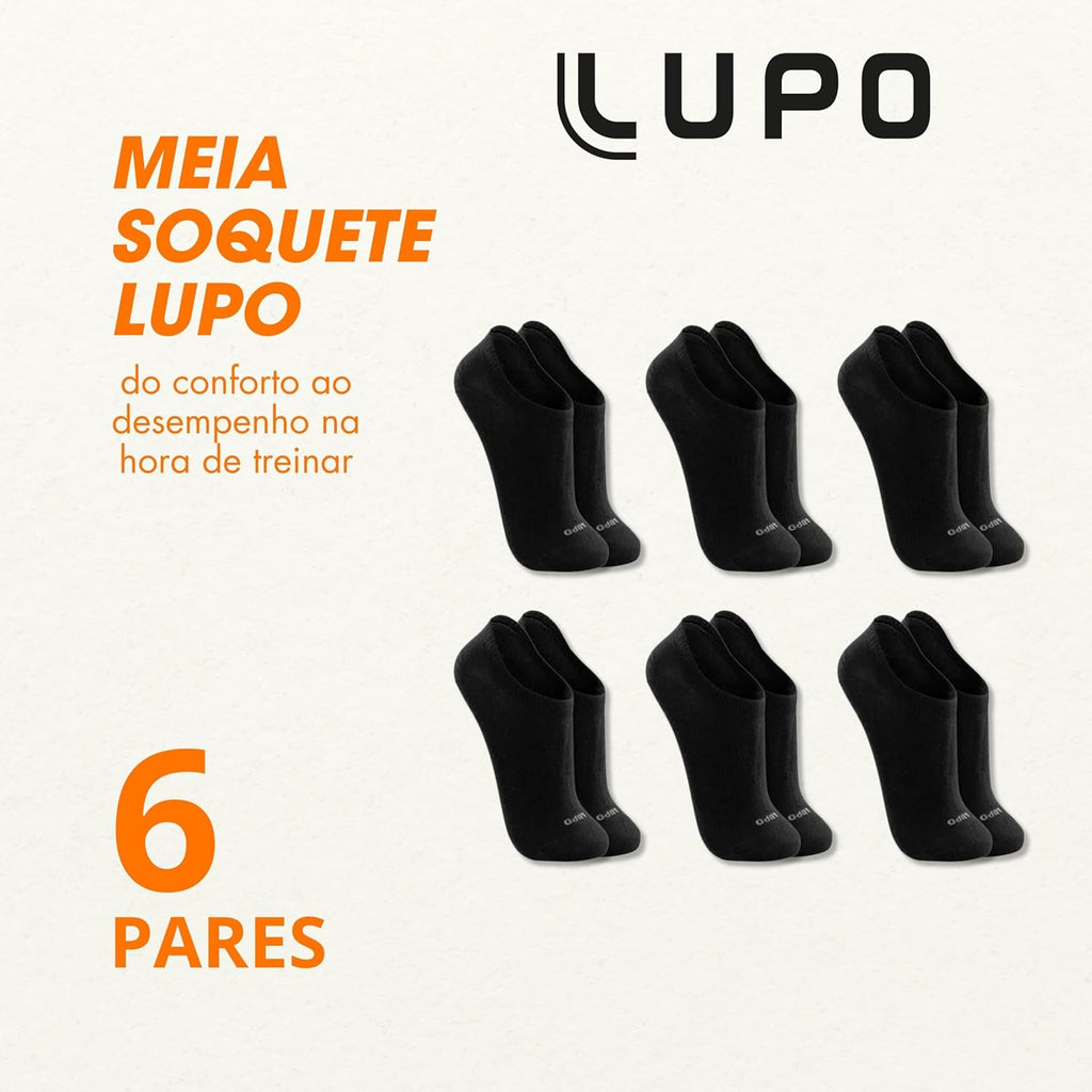 Kit 6 Pares Meia Lupo Soquete Sapatilha Invisível Algodão Unissex