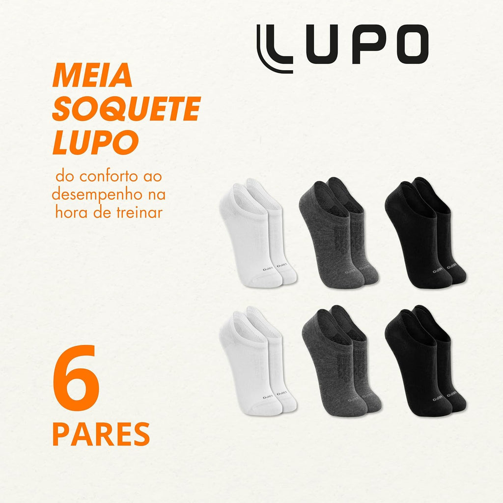 Kit 6 Pares Meia Lupo Soquete Sapatilha Invisível Algodão Unissex
