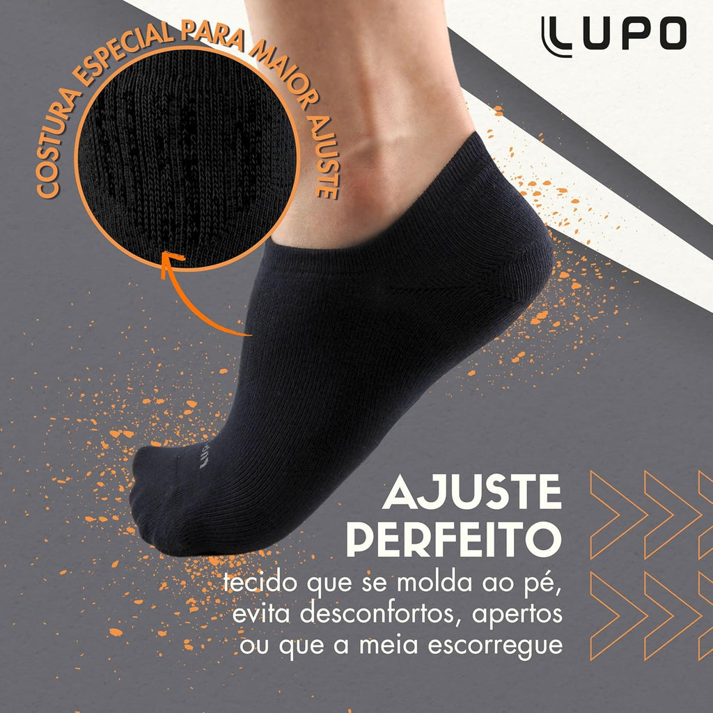 Kit 6 Pares Meia Lupo Soquete Sapatilha Invisível Algodão Unissex