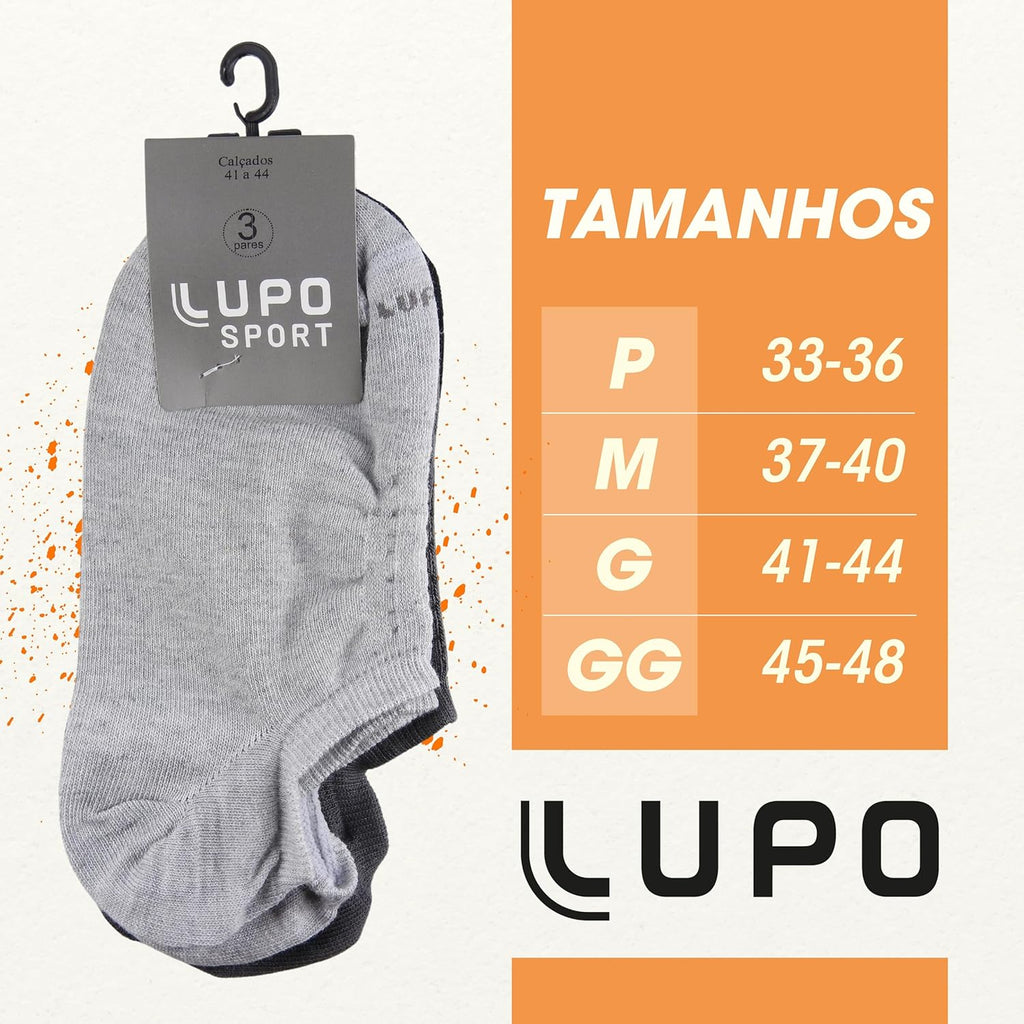 Kit 6 Pares Meia Lupo Soquete Sapatilha Invisível Algodão Unissex