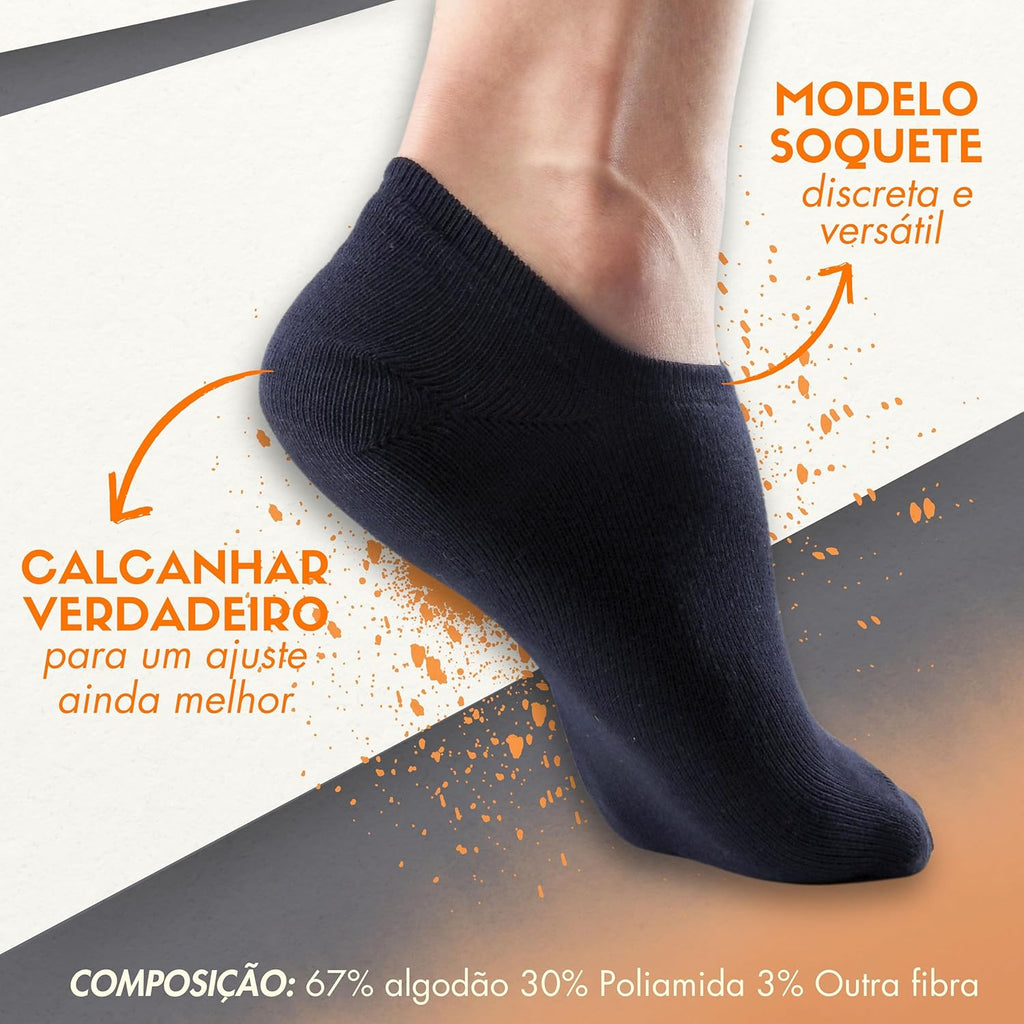 Kit 6 Pares Meia Lupo Soquete Sapatilha Invisível Algodão Unissex
