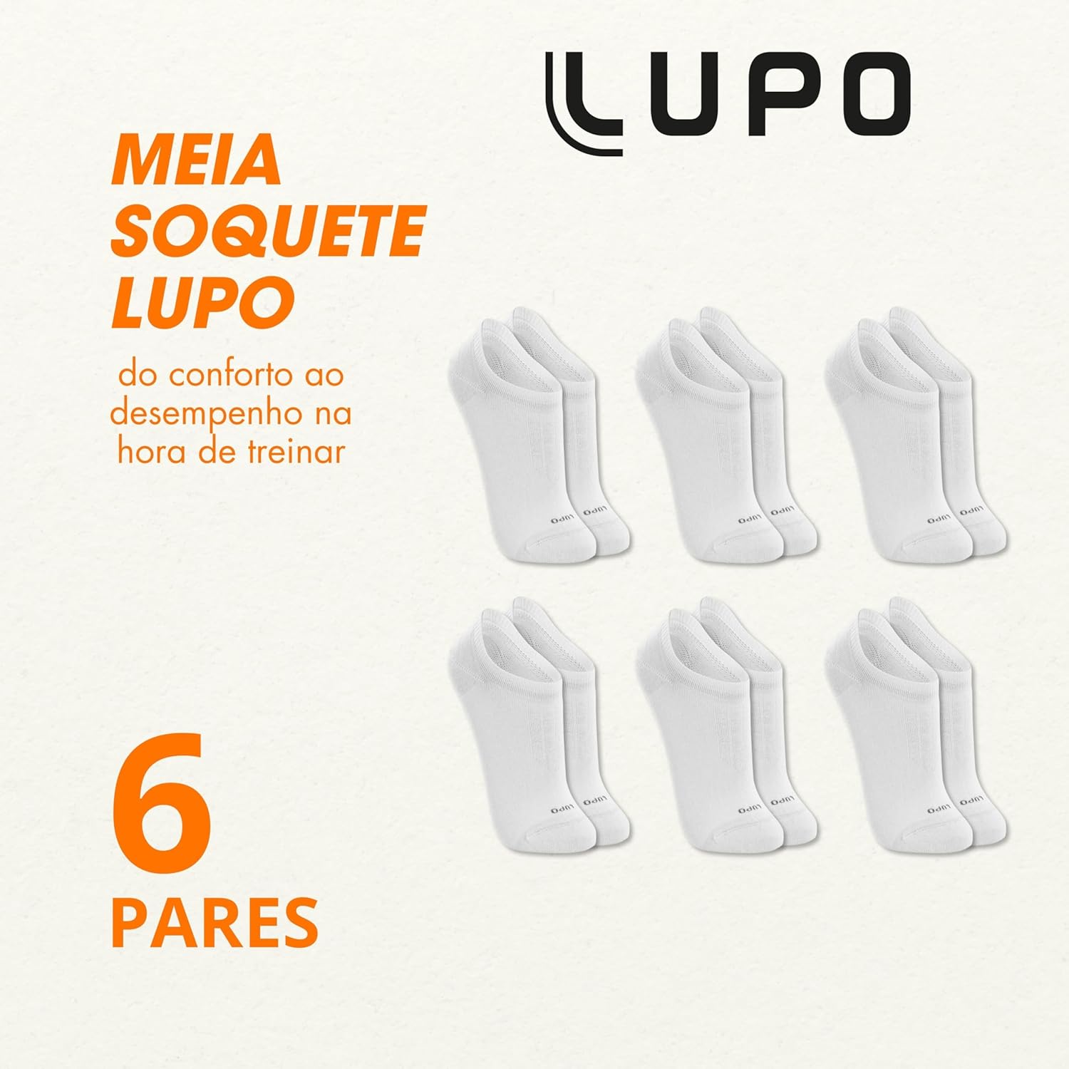 Kit 6 Pares Meia Lupo Soquete Sapatilha Invisível Algodão Unissex