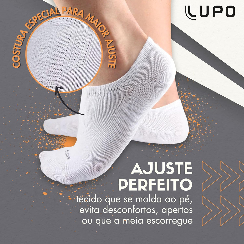 Kit 6 Pares Meia Lupo Soquete Sapatilha Invisível Algodão Unissex