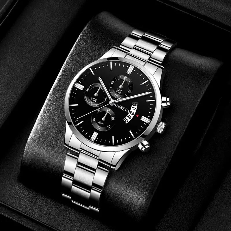 Kit Relógio Luxe Armband + Pulseira Aço Inox