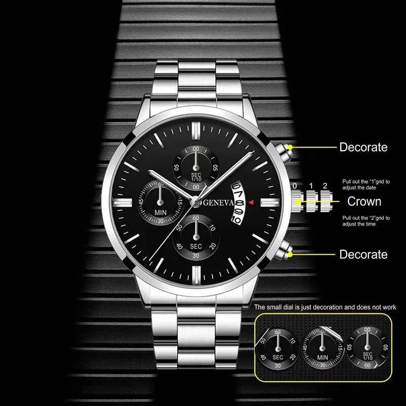 Kit Relógio Luxe Armband + Pulseira Aço Inox