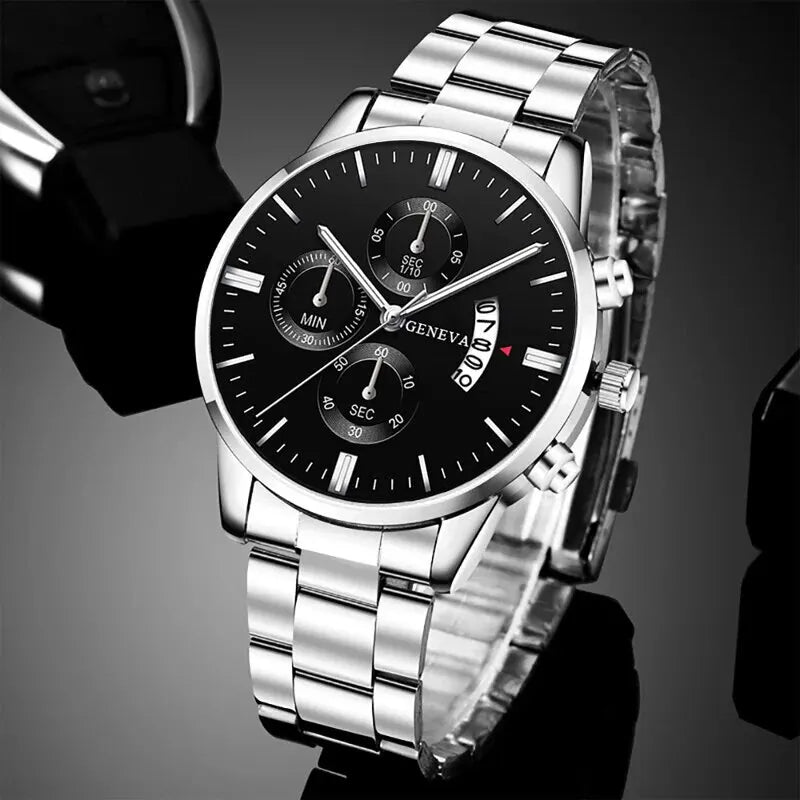 Kit Relógio Luxe Armband + Pulseira Aço Inox